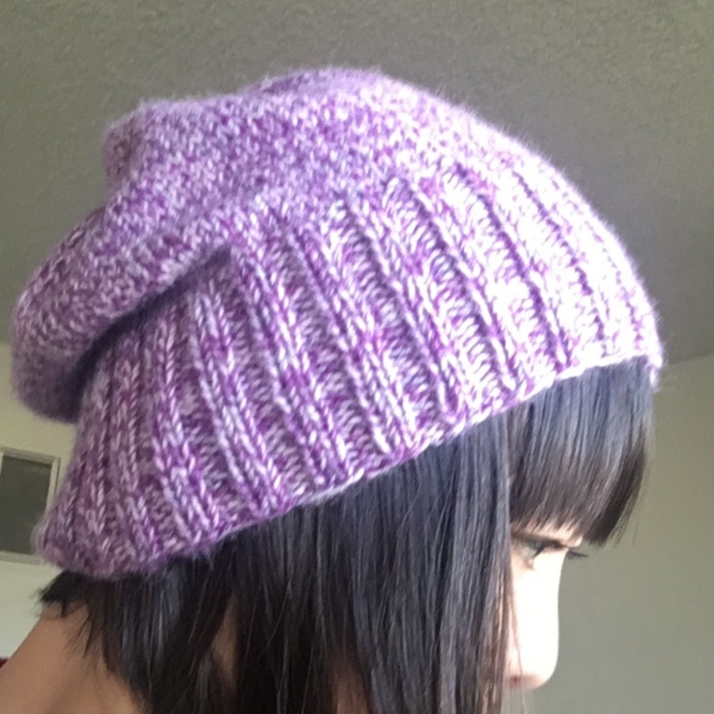 Hand Knitted Cashmere Lavender Pink Beanie